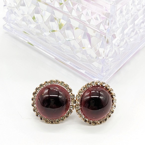 レッドラウンドのピアス No.54