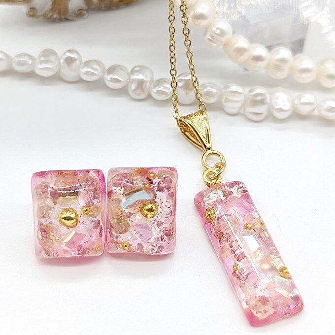 ピンクと鉱石のアクセサリーセット①No.92