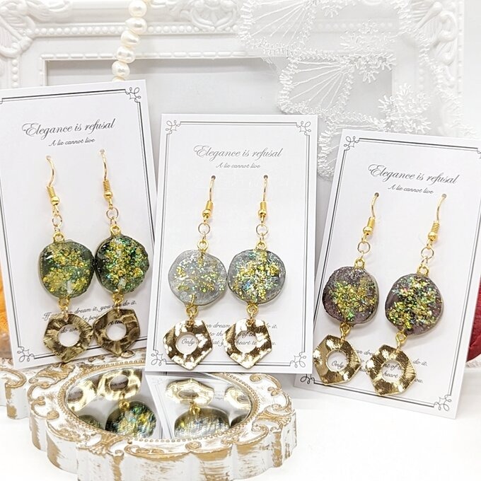 アゲートスライス①のピアス No.88