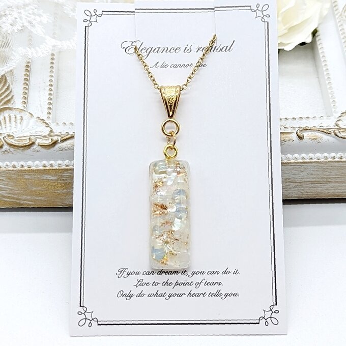 ホワイトと鉱石のネックレス②No.99