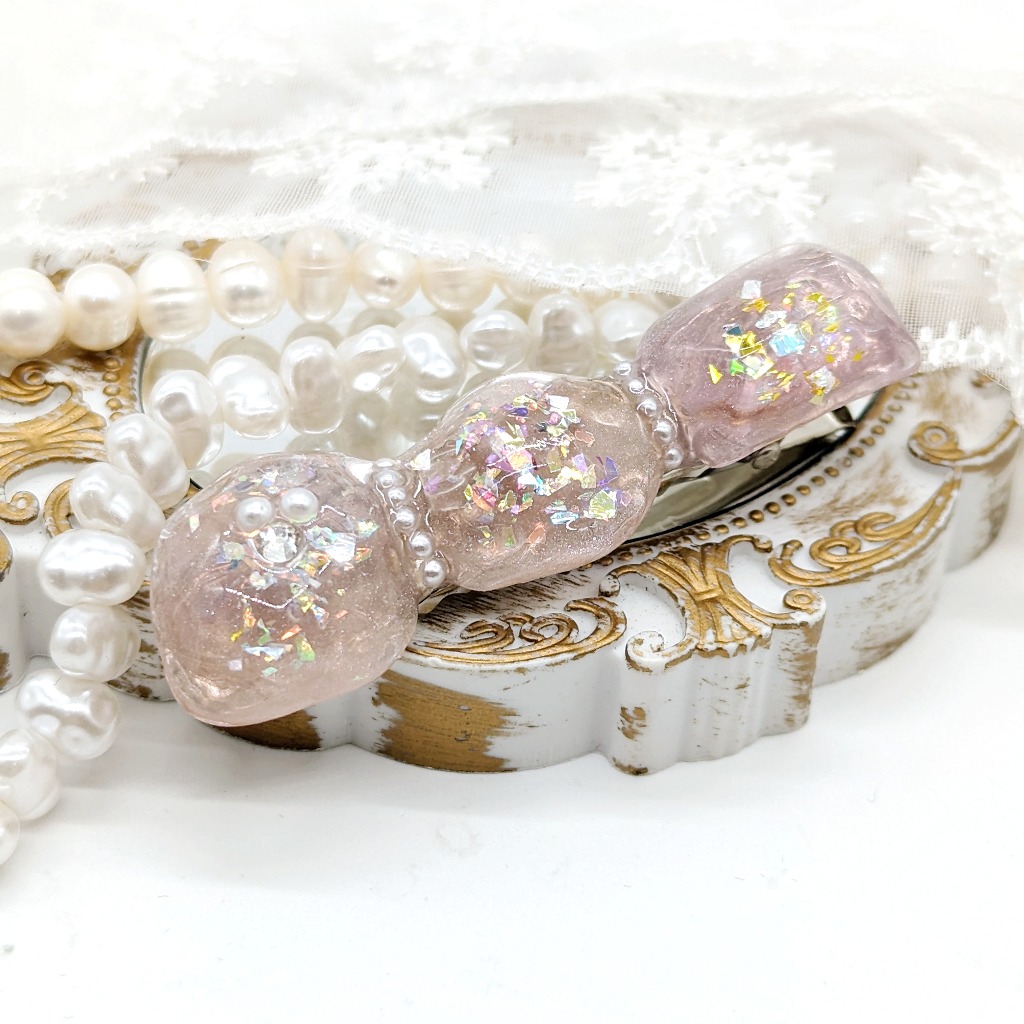 パープル(天然石風)のヘアピン No.118