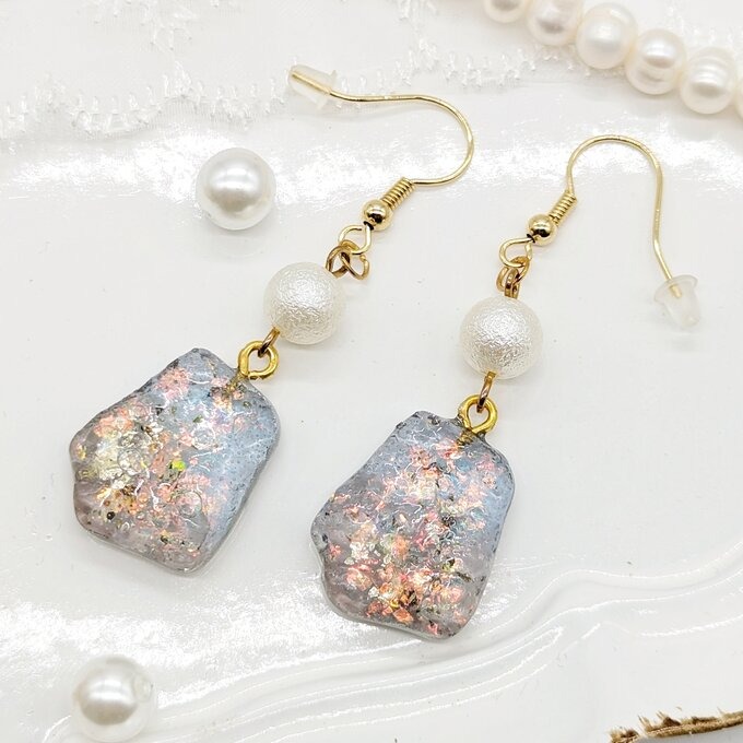 アゲートスライスのピアス No.54 