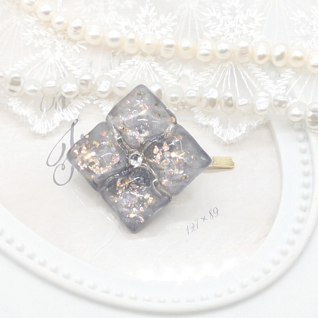 天然石風(シルバー系)のポニーフック