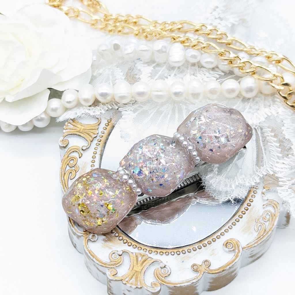 天然石風のヘアピン