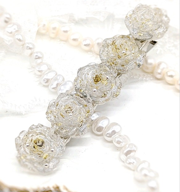 ガラス細工の薔薇のヘアピンNo.163