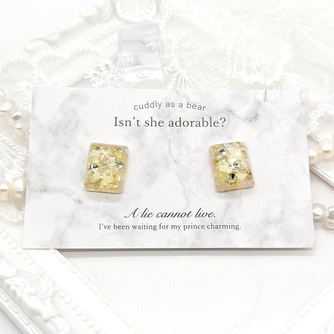 イエローと鉱石のピアス②No.96