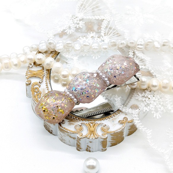 天然石風(パープル)のヘアピン No.113