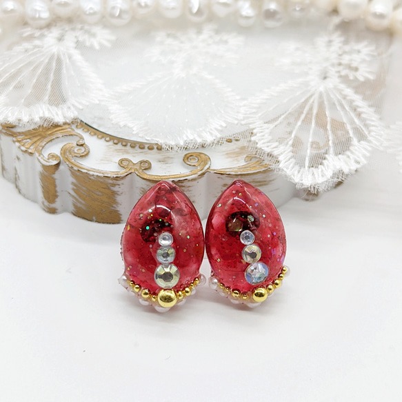 ガーネット風のピアス ②No.98 