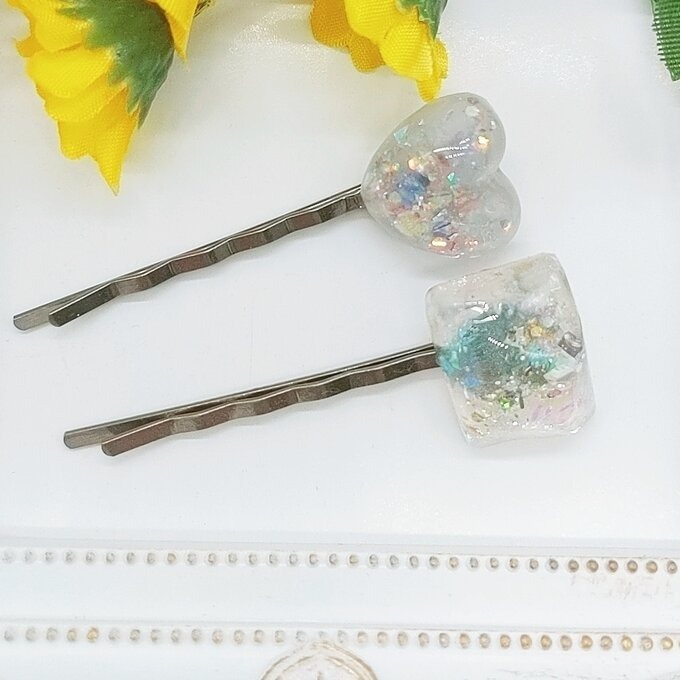 水面模様のヘアピンセット No.64