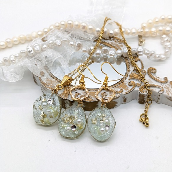 深海のピアスとネックレスのセットNo.158