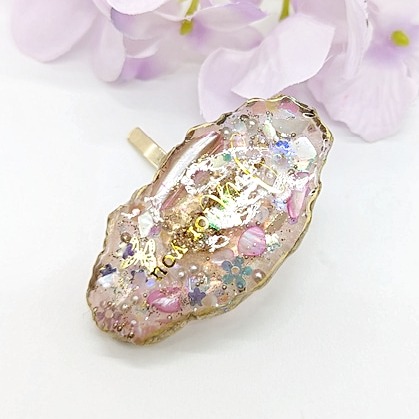 ピンクシェルとホログラムのポニーフック No.62