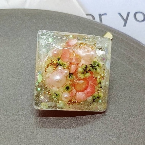 ピンクフラワーのポニーフック No.43