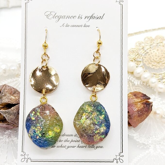 アゲートスライスのピアス No.24