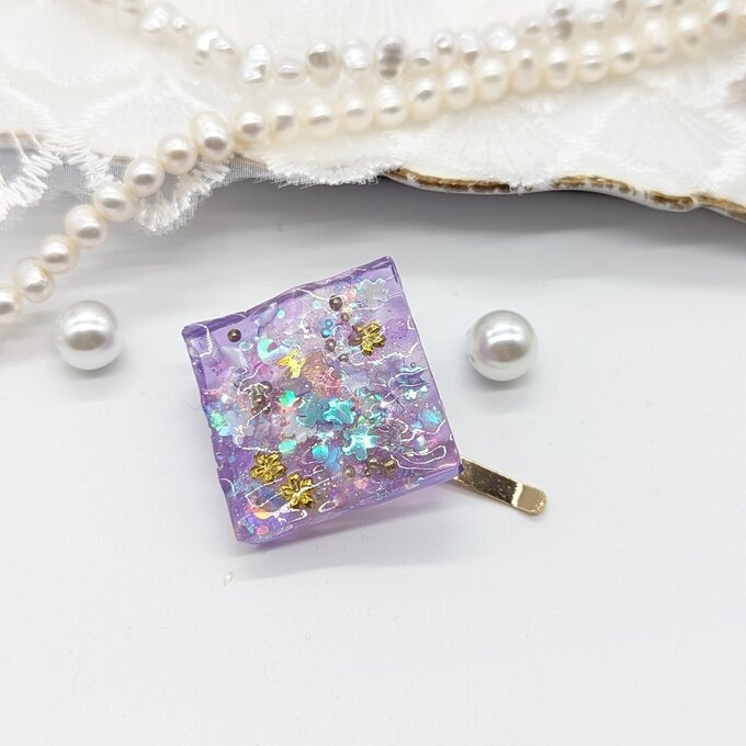 パープルチェリーブロッサムのポニーフック No.45