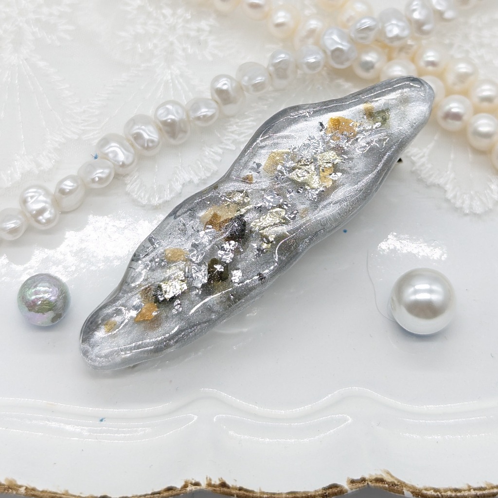 シルバー(天然石風)のヘアピン No.111