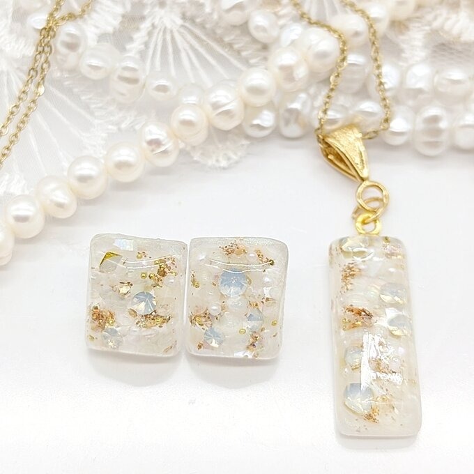 ホワイトと鉱石のアクセサリーセット③No.97